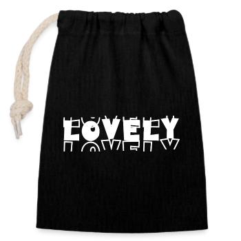 Lovely Vibes - Sac cadeau en coton avec cordon (14 x 20 cm) - noir - Devant