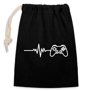 Gamer Heartbeat Video Game Controller Gifts  - Verschließbarer Geschenkbeutel aus Baumwolle (14x20cm) - Schwarz - Vorne