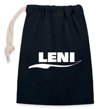 Prénom Leni - Sac cadeau en coton avec cordon (14 x 20 cm) - bleu marine - Devant