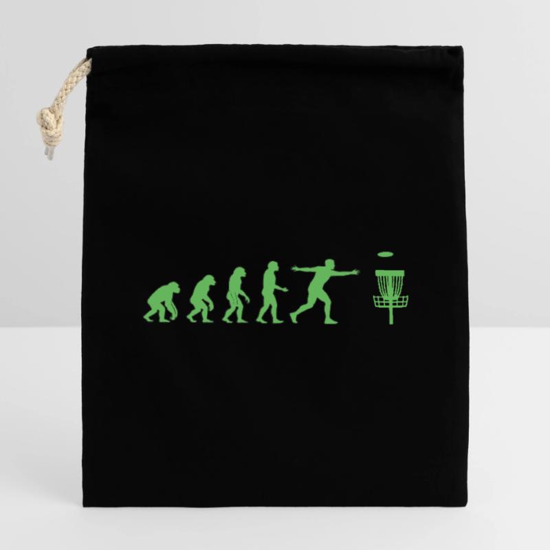Disc Golf Evolution Drôle de Disc Golfeur Flying Disc Sac cadeau en coton avec cordon (14 x 20 cm)