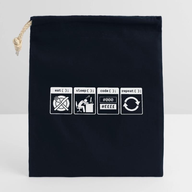 Eat Sleep Code Repeat – Coder Workflow Design Verschließbarer Geschenkbeutel aus Baumwolle (14x20cm)
