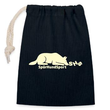SHS Logo lemon - Verschließbarer Geschenkbeutel aus Baumwolle (14x20cm) - Navy - Vorne
