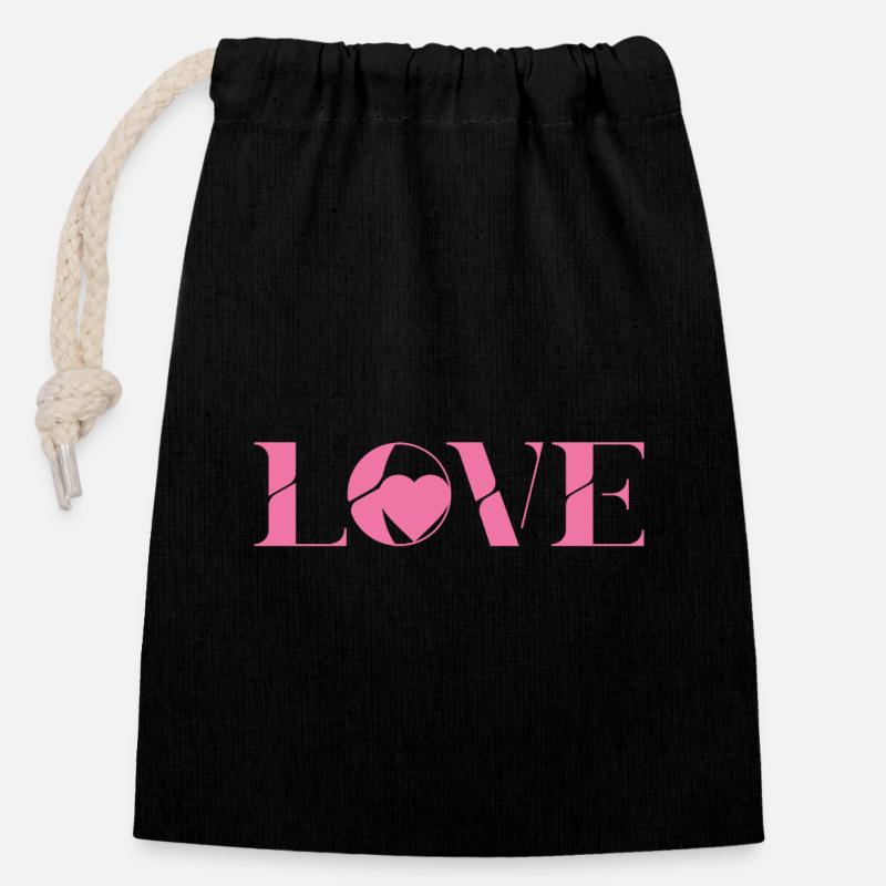 Pink-Love-Text-Design - Verschließbarer Geschenkbeutel aus Baumwolle (14x20cm) - Schwarz