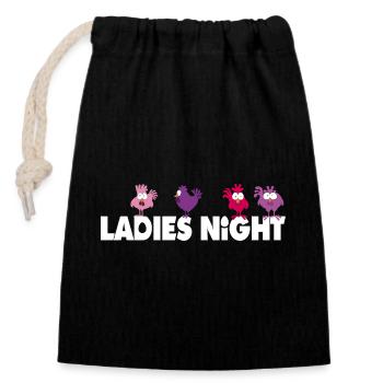 Ladies Night - Bachelorette Party - Closable cotton gift bag (14x20cm) - black - Front