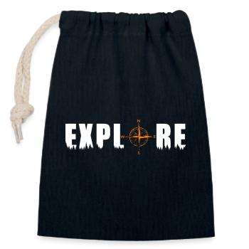 Explorez le motif avec une boussole - Sac cadeau en coton avec cordon (14 x 20 cm) - bleu marine - Devant