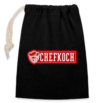 Chefkoch Kochen - Verschließbarer Geschenkbeutel aus Baumwolle (14x20cm) - Schwarz - Vorne