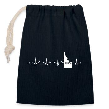 Idaho State Heart Outline Gem State Pride - Closable cotton gift bag (14x20cm) - navy - Front