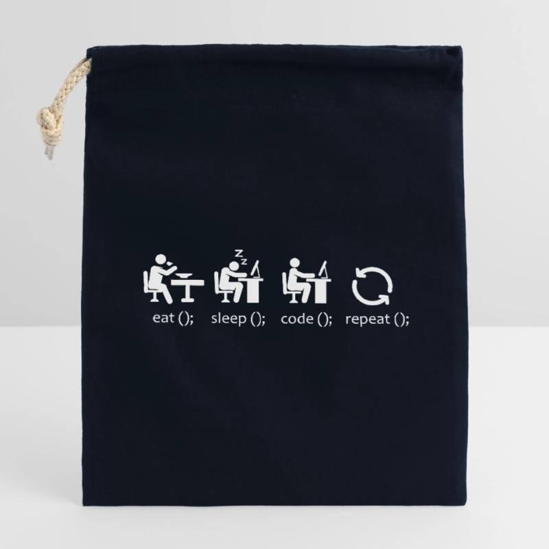 Eat Sleep Code Repeat - Funny Software Engineer Closable cotton gift bag (14x20cm)