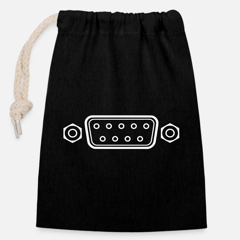 DB 9 Connector, serial connector - Closable cotton gift bag (14x20cm) - black