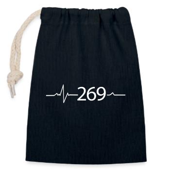 269 - RESPEKTIERE LEBEN - Verschließbarer Geschenkbeutel aus Baumwolle (14x20cm) - Navy - Vorne