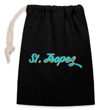 Calligraphie au néon de Saint-Tropez - Sac cadeau en coton avec cordon (14 x 20 cm) - noir - Devant