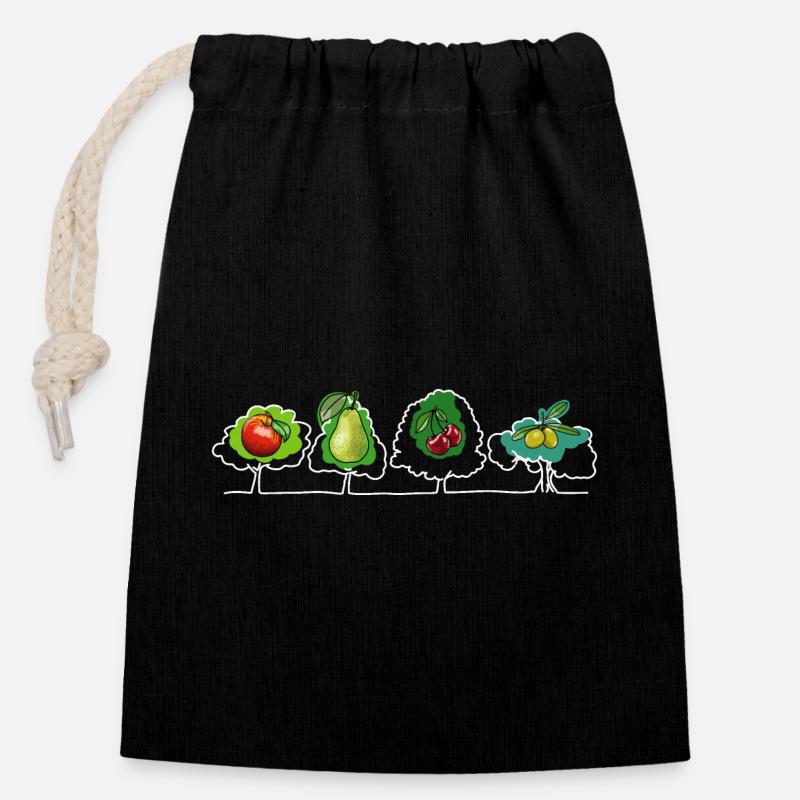 Fruit and fruits - Closable cotton gift bag (14x20cm) - black
