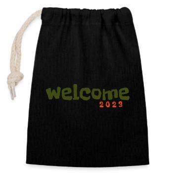 Bienvenue à 2023 font design street fashion - Sac cadeau en coton avec cordon (14 x 20 cm) - noir - Devant