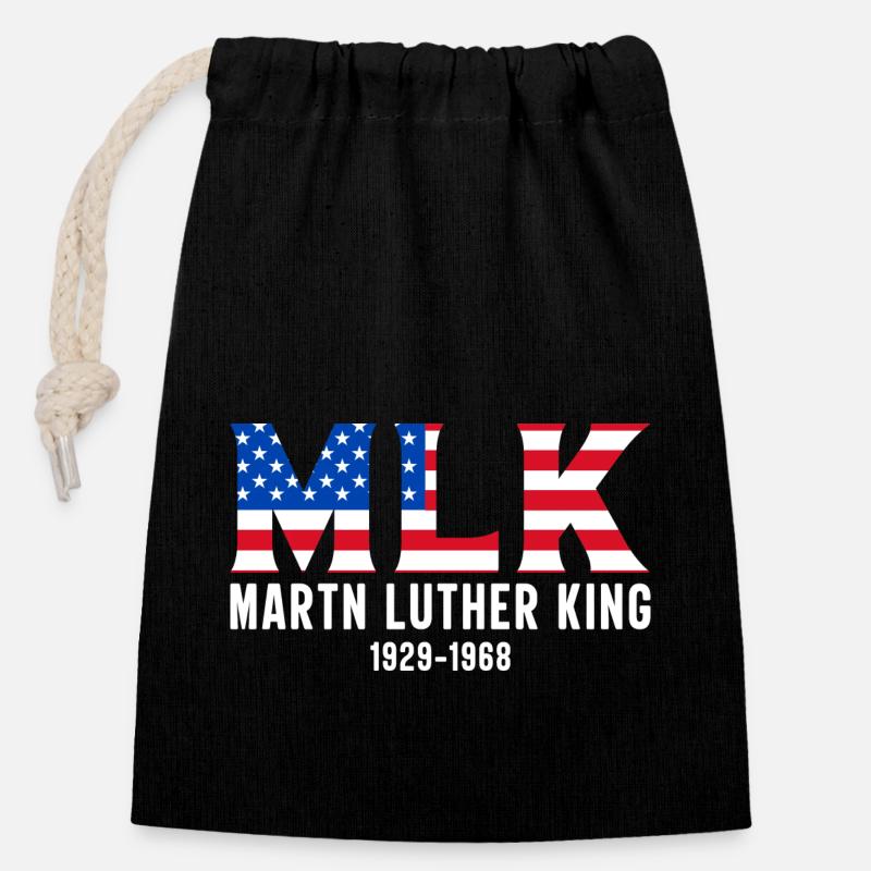 MARTIN LUTHER KING - Sac cadeau en coton avec cordon (14 x 20 cm) - noir