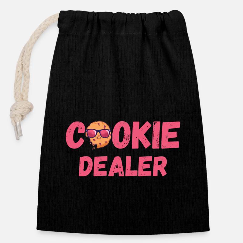 Revendeur de cookies - Sac cadeau en coton avec cordon (14 x 20 cm) - noir