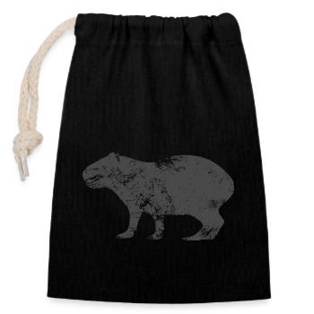 Capybara Silhouette Distress Style - Closable cotton gift bag (14x20cm) - black - Front