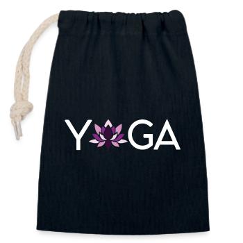 Yoga Geschenkidee - Verschließbarer Geschenkbeutel aus Baumwolle (14x20cm) - Navy - Vorne