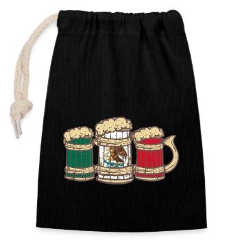 Mexican Flag Tequila Mexico Holiday Saying - Closable cotton gift bag (14x20cm) - black - Front