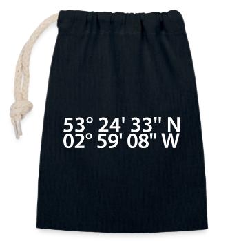 Liverpool coordinates - Closable cotton gift bag (14x20cm) - navy - Front