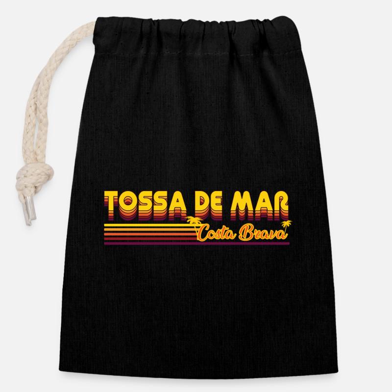 Tossa de mar commercial Costa Brava Design - Sac cadeau en coton avec cordon (14 x 20 cm) - noir