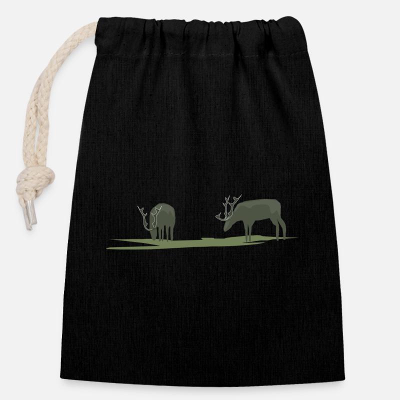 Brouillard d’orignal ou de cerf - Sac cadeau en coton avec cordon (14 x 20 cm) - noir