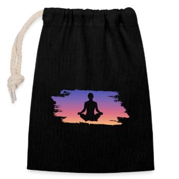 Yoga - Verschließbarer Geschenkbeutel aus Baumwolle (14x20cm) - Schwarz - Vorne