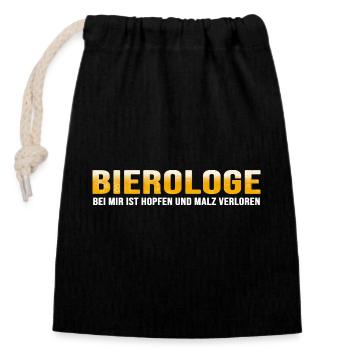 bier bierologe hopfen und malz - Verschließbarer Geschenkbeutel aus Baumwolle (14x20cm) - Schwarz - Vorne