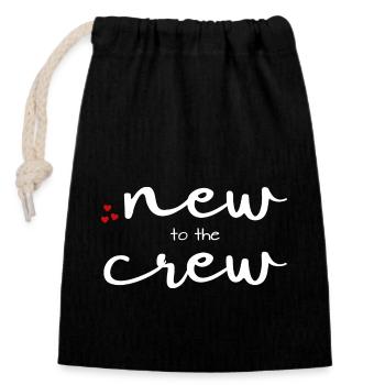 new to the crew - baby gift for birth - Closable cotton gift bag (14x20cm) - black - Front
