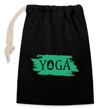 Yoga - Verschließbarer Geschenkbeutel aus Baumwolle (14x20cm) - Schwarz - Vorne