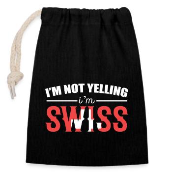 Schweiz Schweizer Schweizerdeutsch - Verschließbarer Geschenkbeutel aus Baumwolle (14x20cm) - Schwarz - Vorne