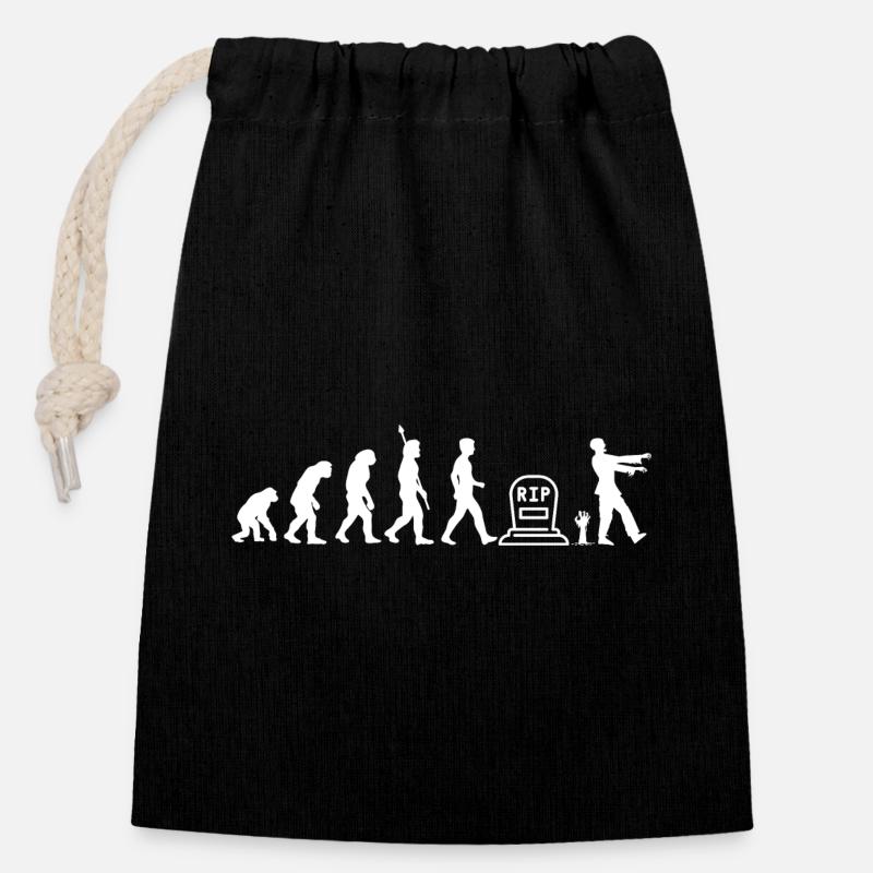 Zombie Evolution RIP Zombi - Closable cotton gift bag (14x20cm) - black