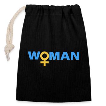 WOMAN - Closable cotton gift bag (14x20cm) - black - Front