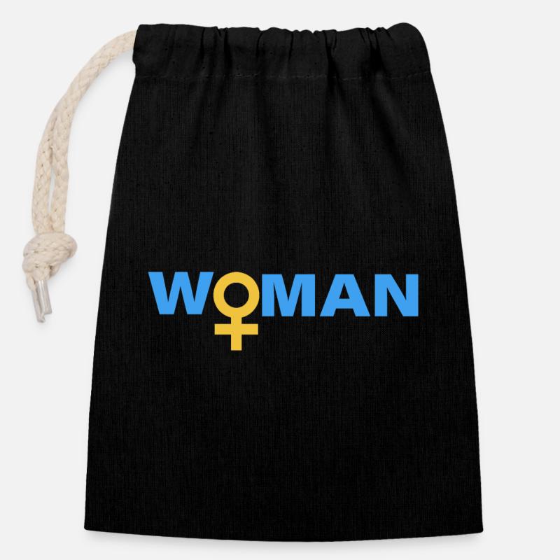 WOMAN - Closable cotton gift bag (14x20cm) - black