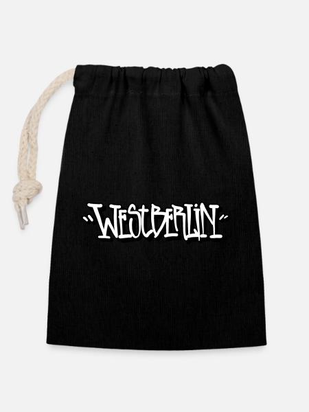 Westberlin Tag - Verschließbarer Geschenkbeutel aus Baumwolle (14x20cm) - Schwarz