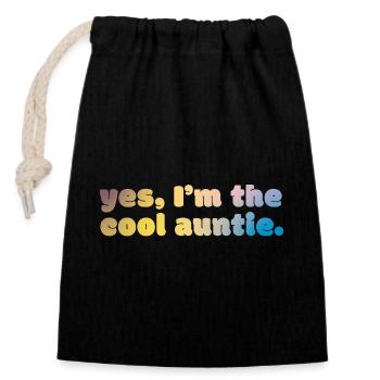 Déclaration de tante cool - Sac cadeau en coton avec cordon (14 x 20 cm) - noir - Devant
