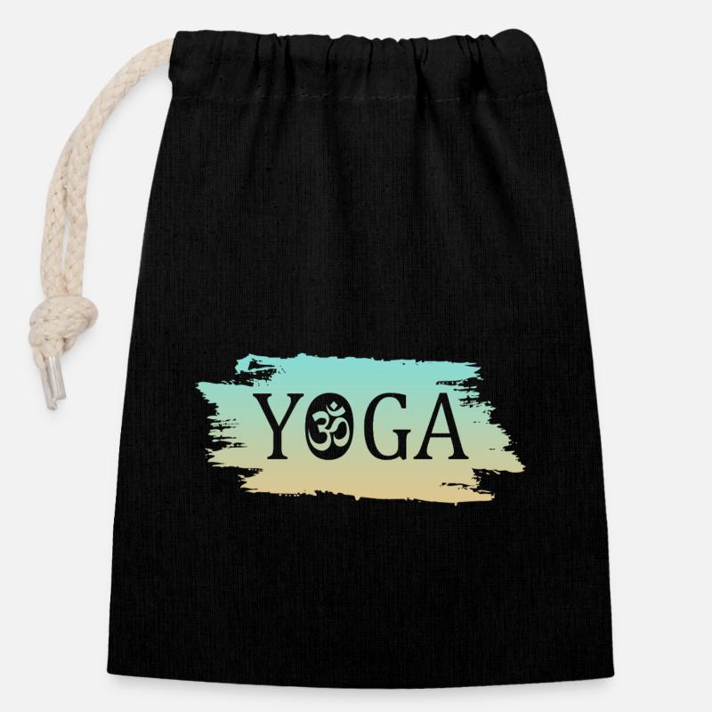 Yoga Om - Verschließbarer Geschenkbeutel aus Baumwolle (14x20cm) - Schwarz