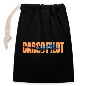 Cargo pilot C-97 - Closable cotton gift bag (14x20cm) - black - Front