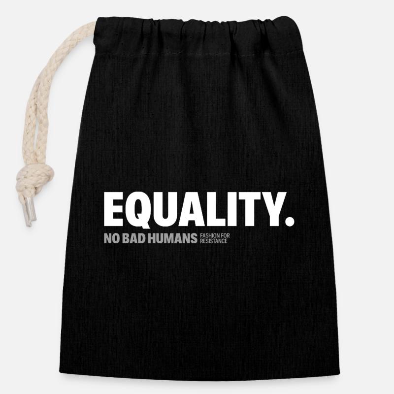 Equality - Verschließbarer Geschenkbeutel aus Baumwolle (14x20cm) - Schwarz