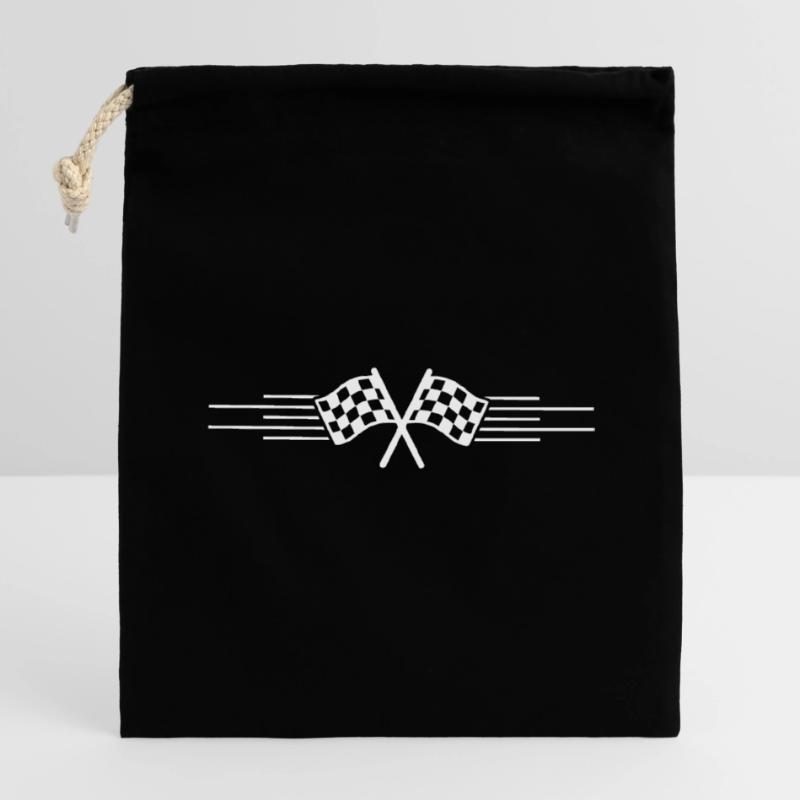 Course de drapeaux de course Sac cadeau en coton avec cordon (14 x 20 cm)