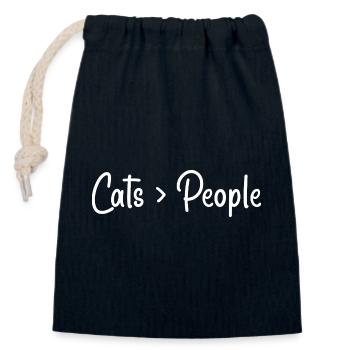 Amoureux des chats - Sac cadeau en coton avec cordon (14 x 20 cm) - bleu marine - Devant