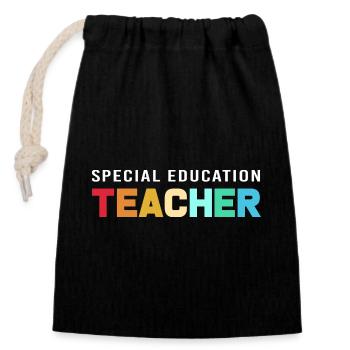 Special Needs School Teacher Special Education Pedagogue - Closable cotton gift bag (14x20cm) - black - Front