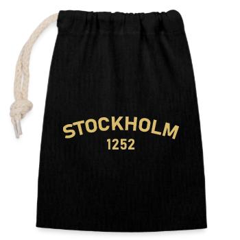 Stockholm 1252 - Closable cotton gift bag (14x20cm) - black - Front