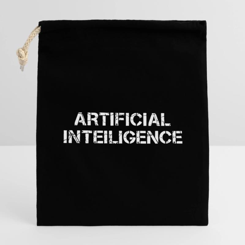 Artificial Intelligence Text Grunge Vector Closable cotton gift bag (14x20cm)