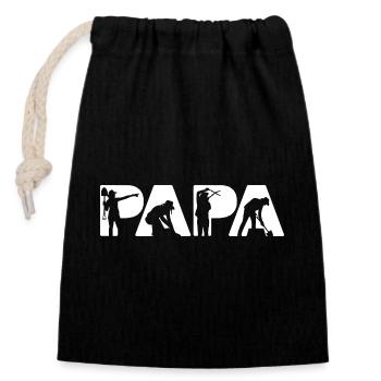 Papa Landscaping Gardener Silhouette Design - Closable cotton gift bag (14x20cm) - black - Front