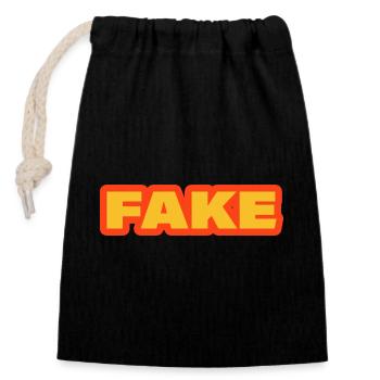 Fake - Closable cotton gift bag (14x20cm) - black - Front