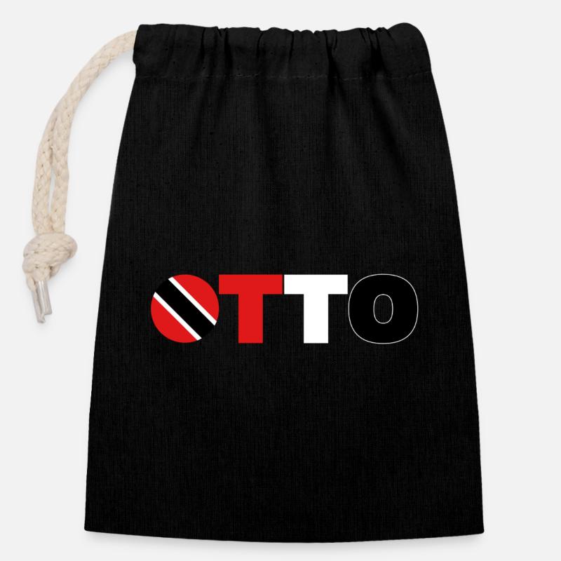 Trinité-et-Tobago - Sac cadeau en coton avec cordon (14 x 20 cm) - noir