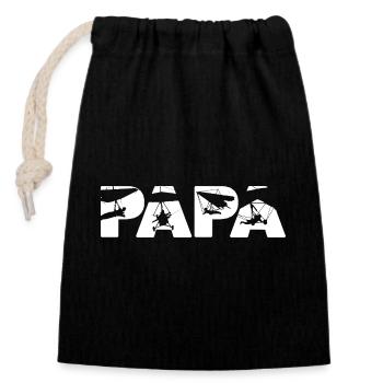 Papa Hang Glider Pilot Musical Silhouette Slogan - Closable cotton gift bag (14x20cm) - black - Front