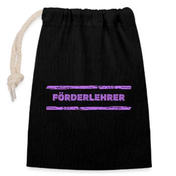 Gift for support teacher - Closable cotton gift bag (14x20cm) - black - Front