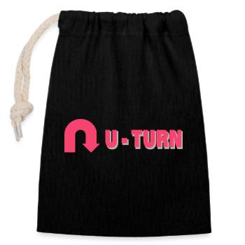 U-TURN - Verschließbarer Geschenkbeutel aus Baumwolle (14x20cm) - Schwarz - Vorne