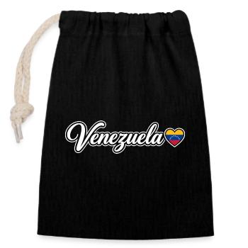 Scénario du Venezuela avec drapeau cœur amoureux - Sac cadeau en coton avec cordon (14 x 20 cm) - noir - Devant